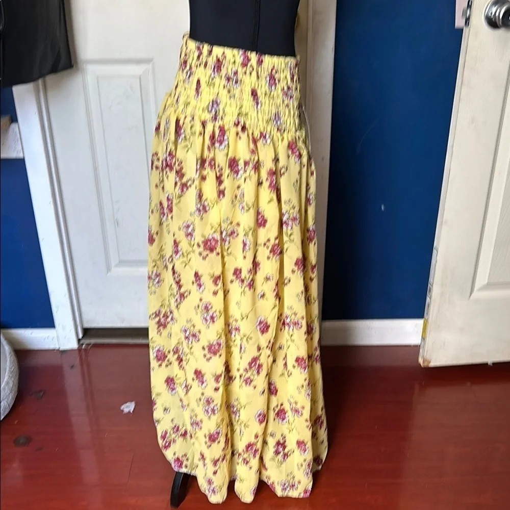 Jackpot Yellow Smocked Maxi Skirt Resort Wear
